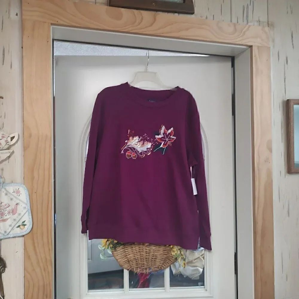 New Basic Editions Purple Colored Harvest Fleece Fall Top Size Women's XL
